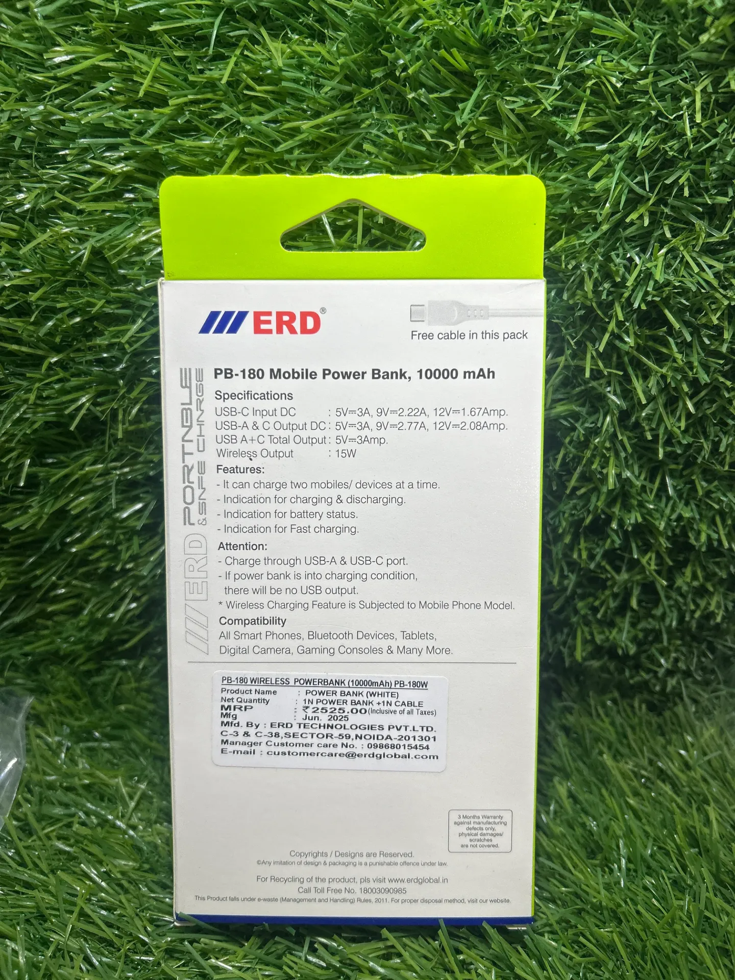 ERD PB-180/ 25W PD Wireless Power Bank