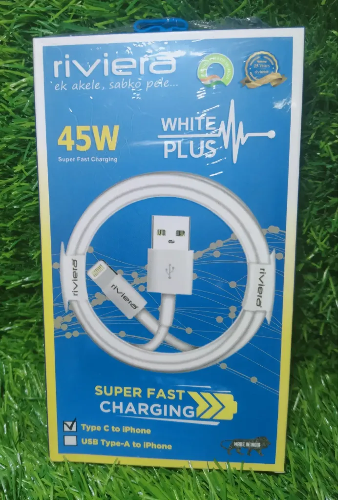RIVIERA 45W type- C to type- C Cable white plus