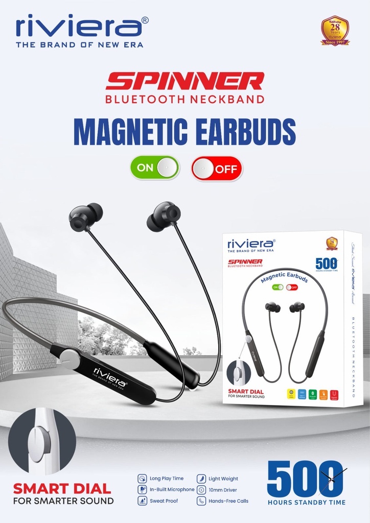 Riviera Spinner/ON/off Magnetic Neckband and volume Cantrol