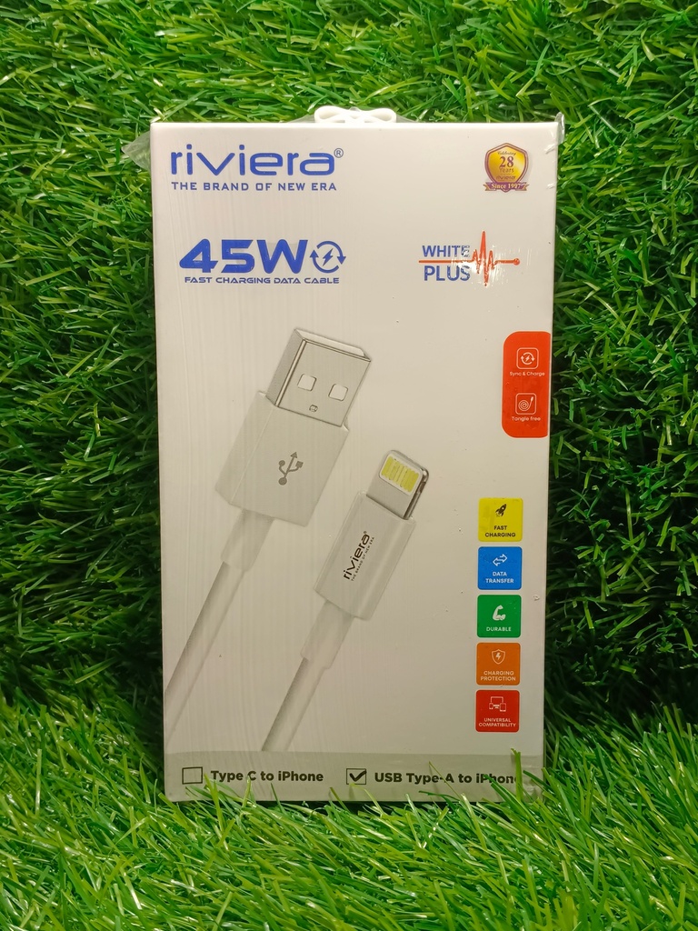 Riviera 45W white plus usb to iphone Cable