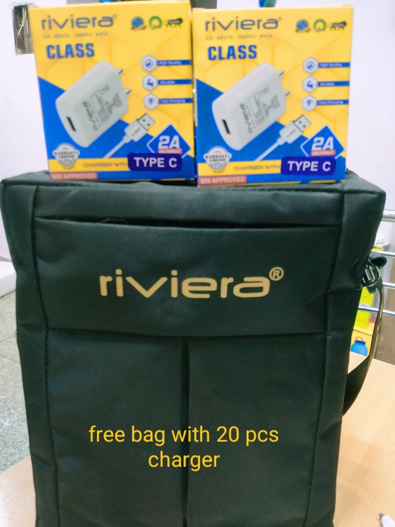 RIVIERA CLASS TYPE C, 2A charger- cross bag free on 20 pcs charger