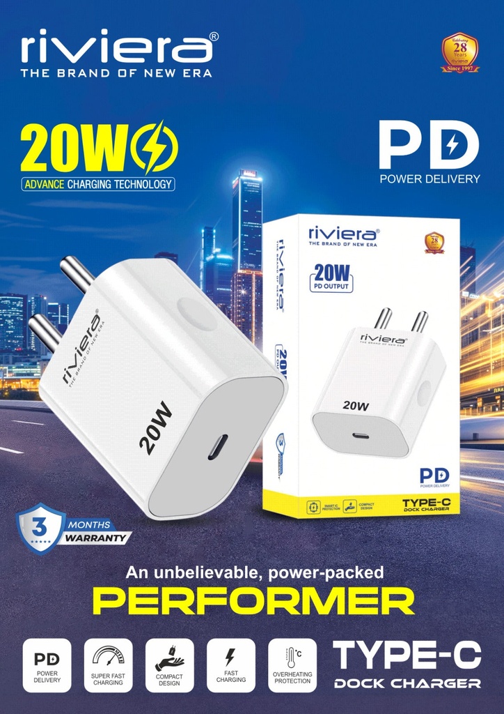 Riviera 20W TYPE-C dock PD charger