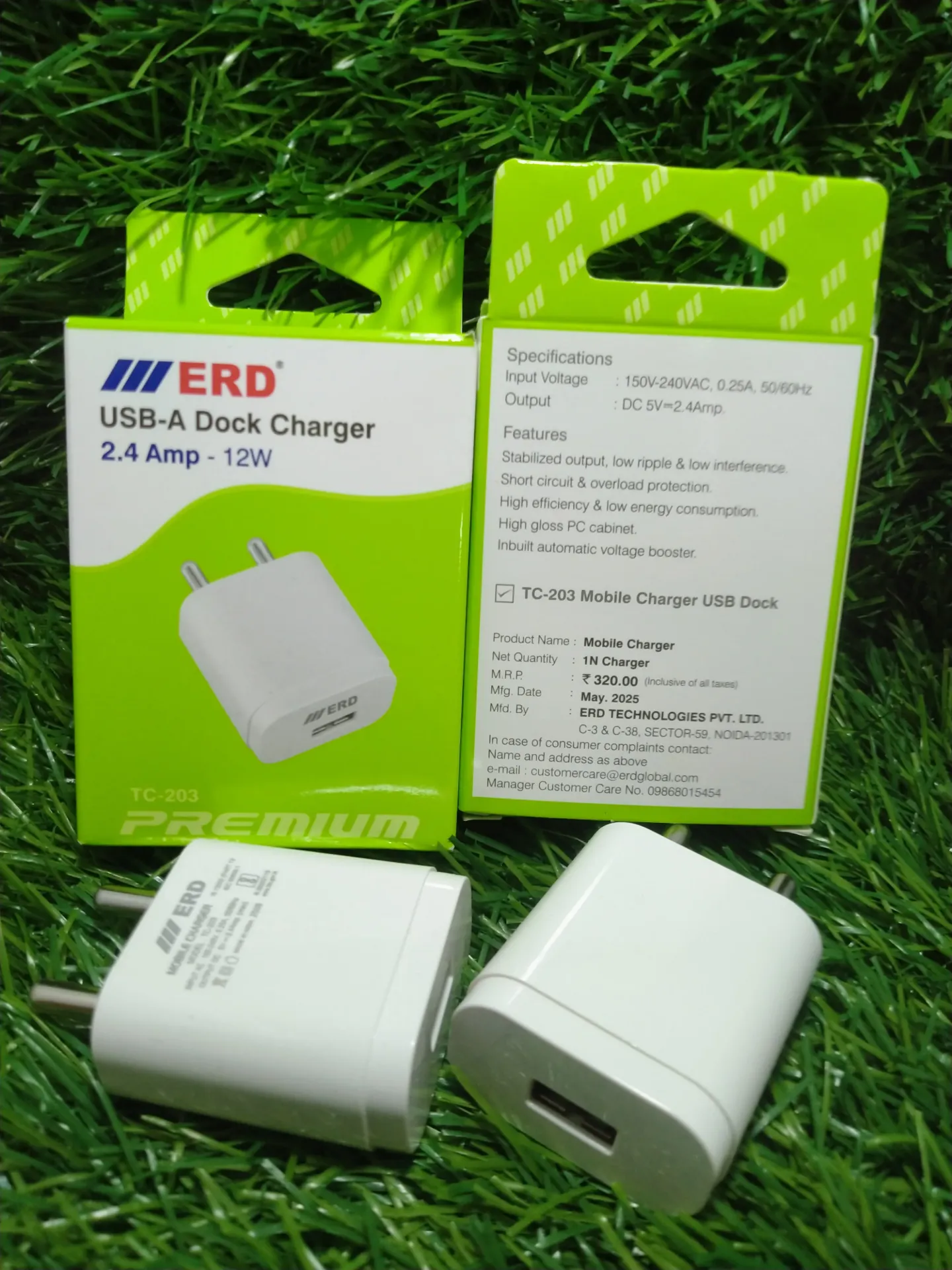 ERD TC-24/TC- 203 /2.4Amp, 12W charger With Type C Cable