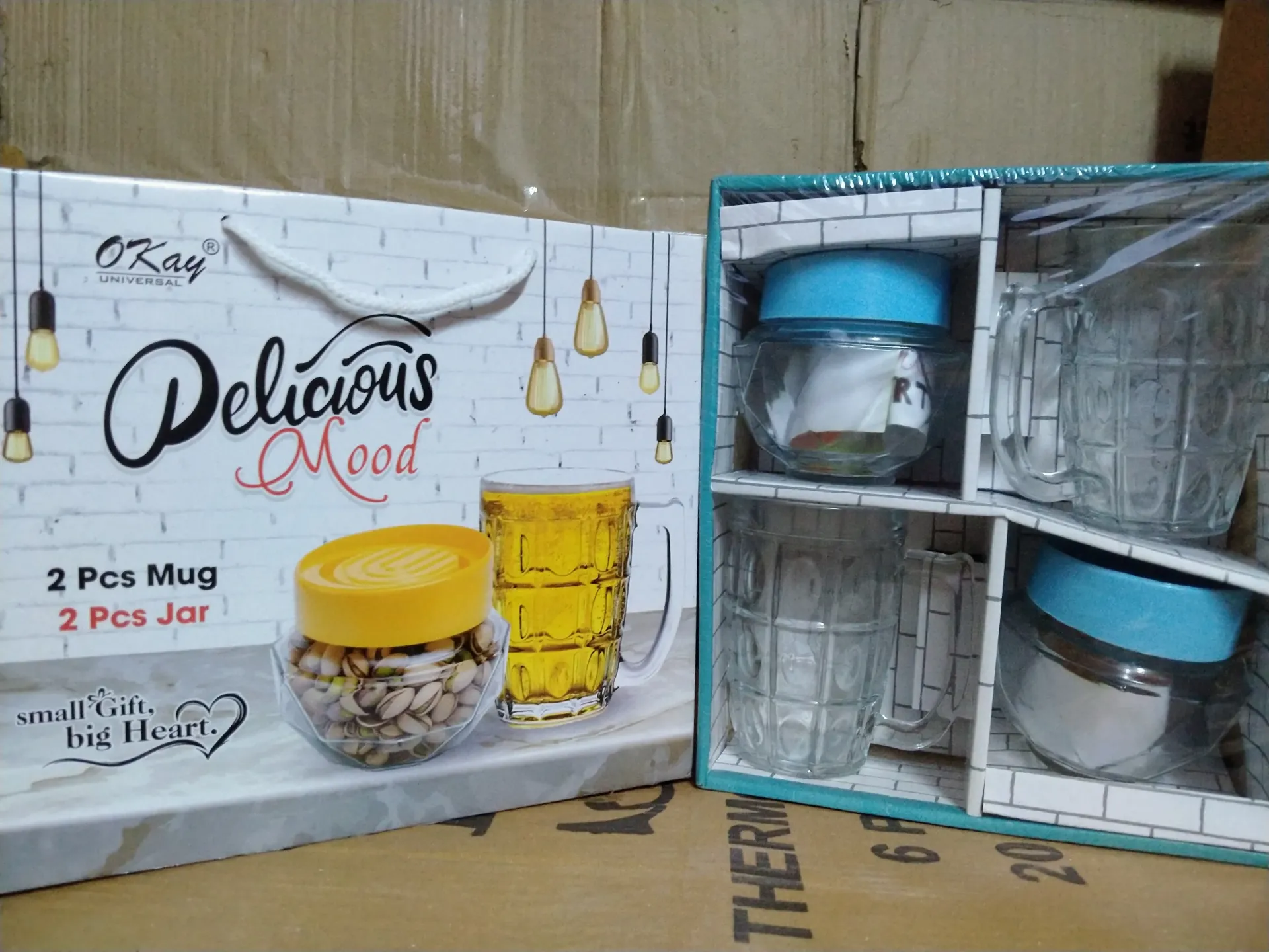 Delicious Mood set 2 Beer mugs+ 2 jars