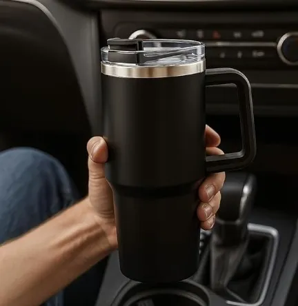 1200ml Stainless Steel Tumbler with Handle & Steel Straw