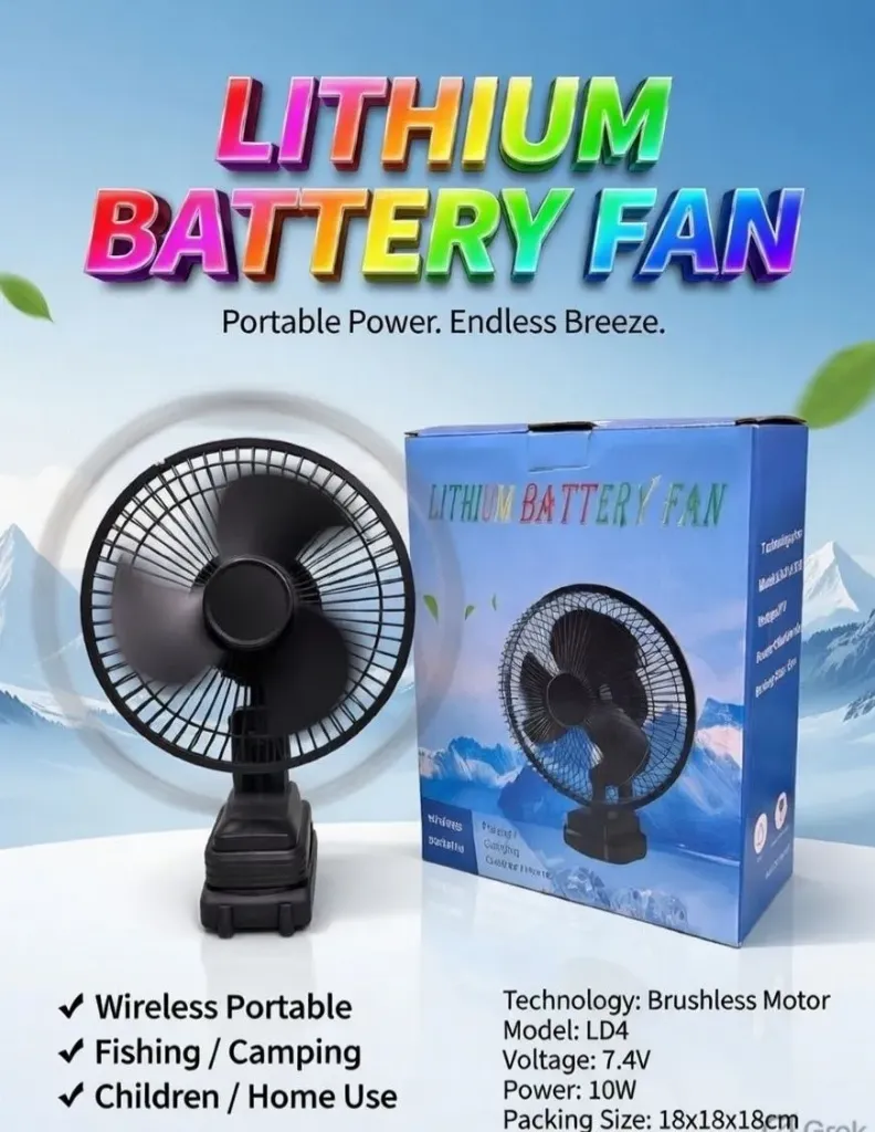 Lithium Battery Portable power Fan